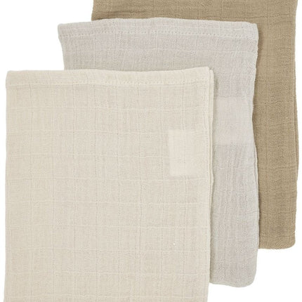 Meyco Washandje 3 - Pack Soft Sand/Greige/Taupe 20X17cm koop je bij Babywinkel