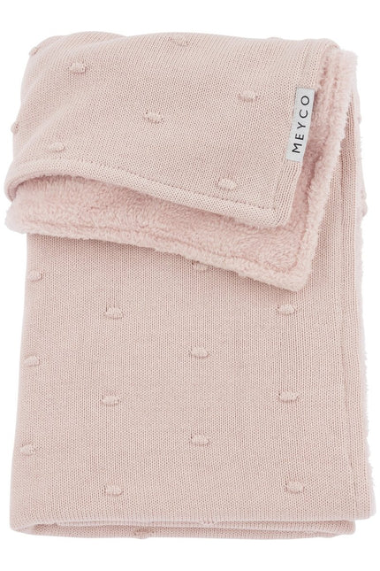 Meyco Wiegdeken Teddy Mini Knots Soft Pink koop je bij Babywinkel