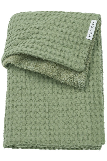 Meyco Wiegdeken Wafel Teddy Olive Green 75X100cm koop je bij Babywinkel
