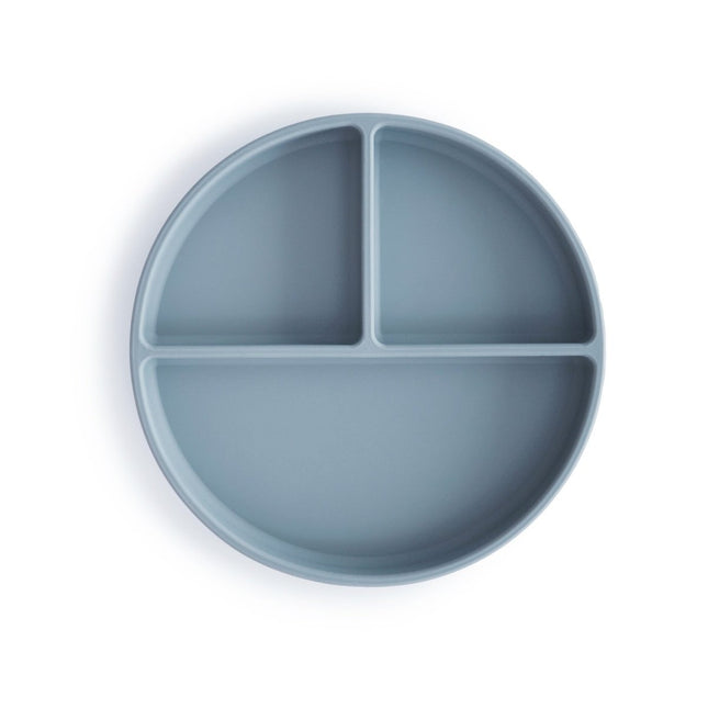 Mushie Baby Bordje Silicone Powder Blue koop je bij Babywinkel