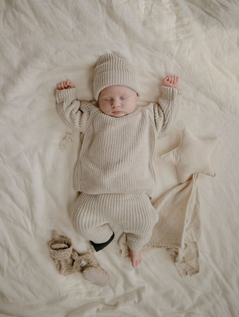 Mushie Baby Sweater Chunky Knit Beige koop je bij Babywinkel