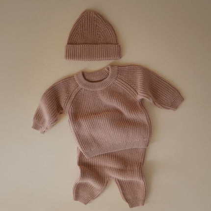 Mushie Baby Sweater Chunky Knit Blush koop je bij Babywinkel