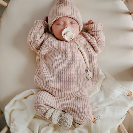 Mushie Baby Sweater Chunky Knit Blush koop je bij Babywinkel