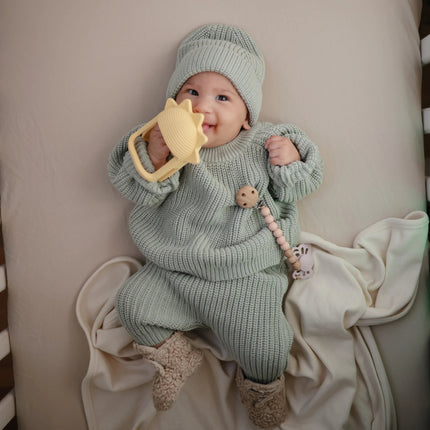 Mushie Baby Sweater Chunky Knit Light Mint koop je bij Babywinkel