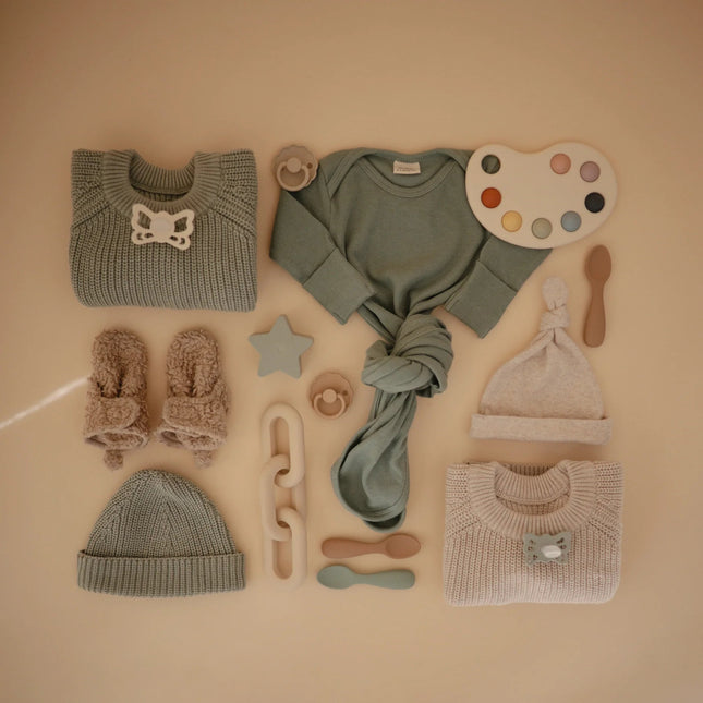 Mushie Baby Sweater Chunky Knit Light Mint koop je bij Babywinkel