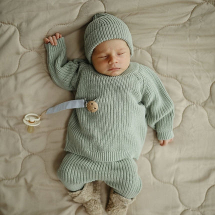 Mushie Baby Sweater Chunky Knit Light Mint koop je bij Babywinkel