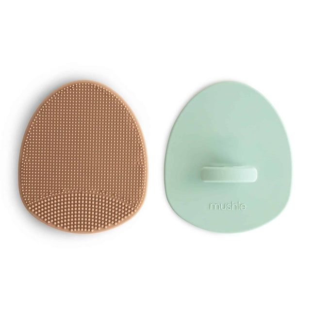 Mushie Babyborstel Anti - Berg Natural/Cambridge Blue 2St koop je bij Babywinkel