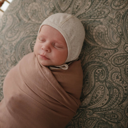 Mushie Babymutsje Bonnet Beige Melange koop je bij Babywinkel