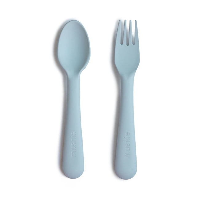 Mushie Bestekset Powder Blue 2 - delig koop je bij Babywinkel