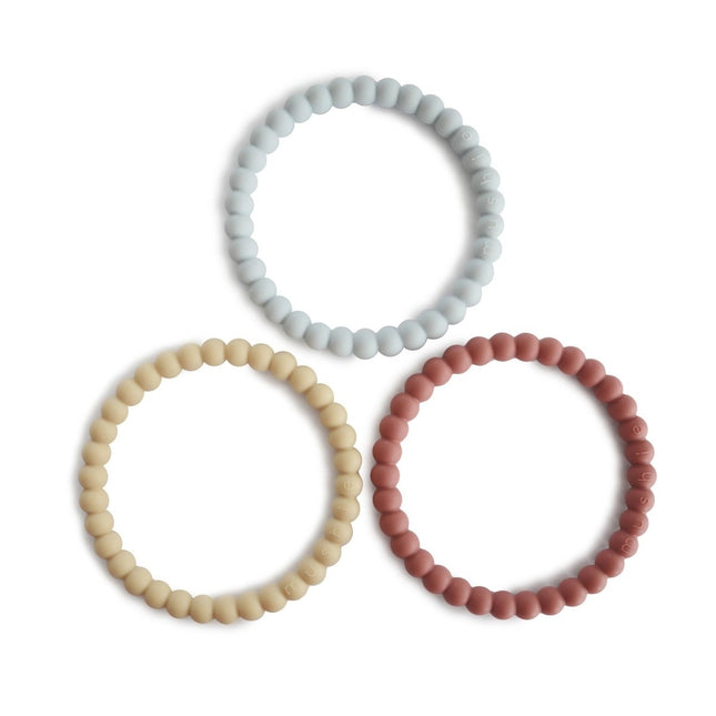 Mushie Bijtring Armband Siliconen Mellow/Terracotta/Periw 3st koop je bij Babywinkel