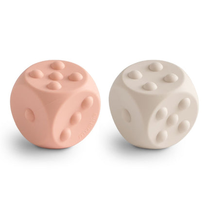 Mushie Educatief Speelgoed Dobbelstenen Blush/Shifting Sands 2st koop je bij Babywinkel