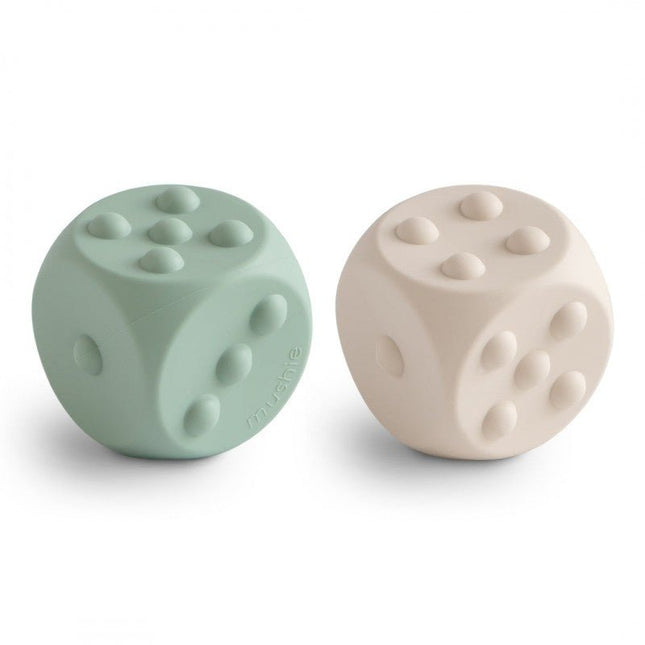 Mushie Educatief Speelgoed Dobbelstenen Cambridge Blue/ Shitting Sands 2st koop je bij Babywinkel