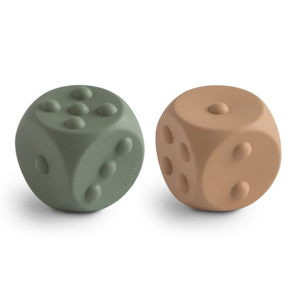 Mushie Educatief Speelgoed Dobbelstenen Dried Thyme/ Naturel 2st koop je bij Babywinkel