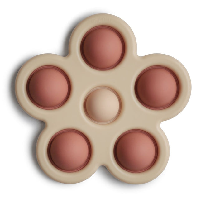 Mushie Educatief Speelgoed Druk Bloem Rose/Blush/Shifting Sand koop je bij Babywinkel