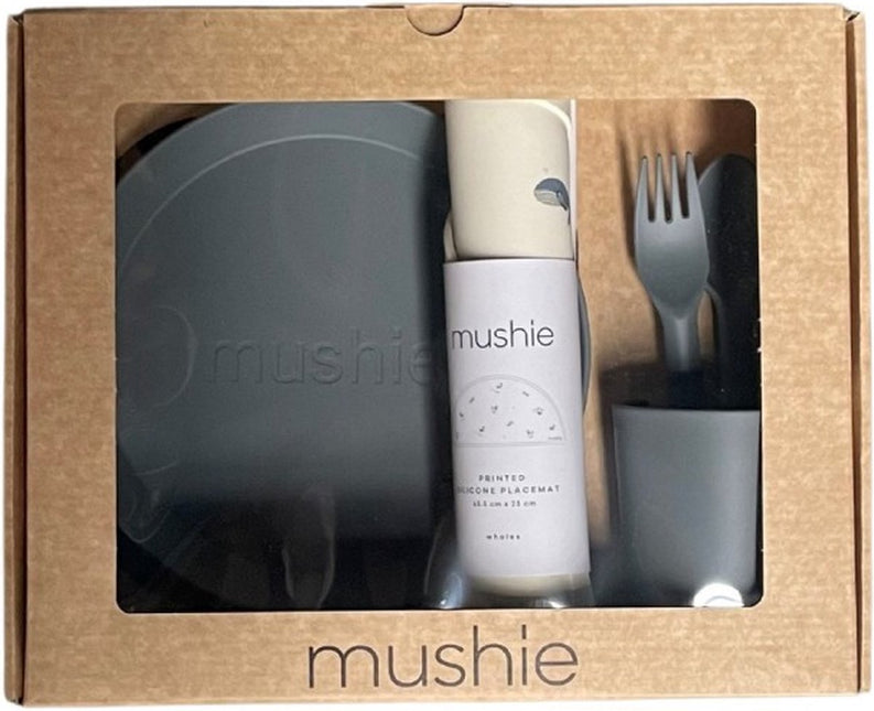 Mushie Giftbox Kinderservies Set Rond Smoke koop je bij Babywinkel