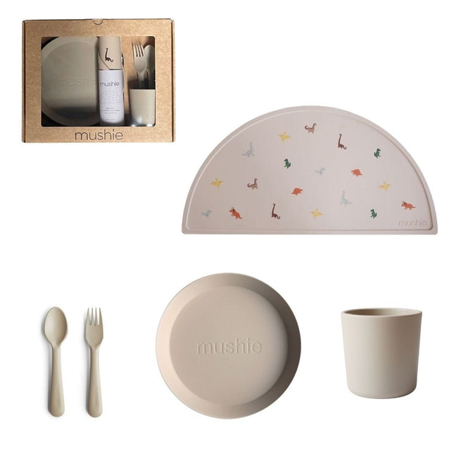 Mushie Giftbox Kinderservies Set Rond Vanilla koop je bij Babywinkel