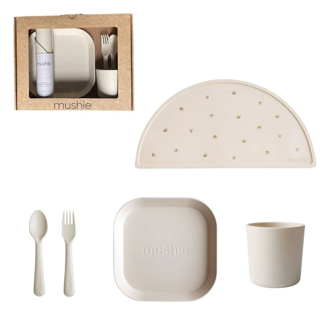 Mushie Giftbox Kinderservies Set Vierkant Ivory koop je bij Babywinkel