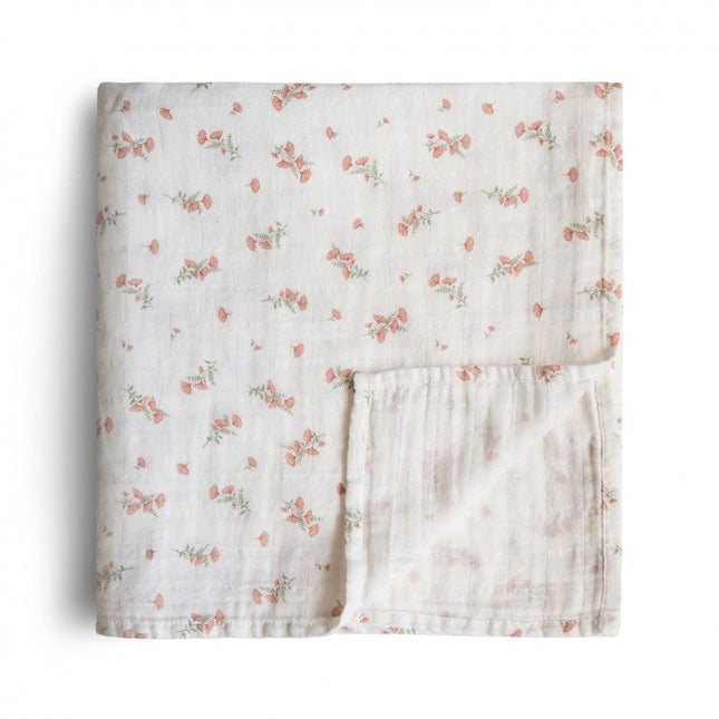 Mushie Hydrofiele Doek Pink Flower 120cm koop je bij Babywinkel