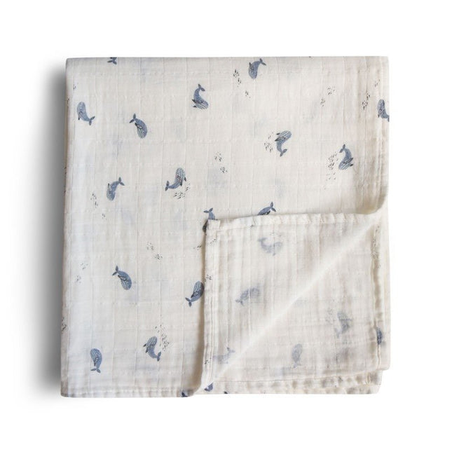 Mushie Hydrofiele Doek Whales 120cm koop je bij Babywinkel