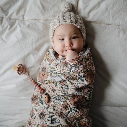 Mushie Inbakerdoek Retro Flowers koop je bij Babywinkel