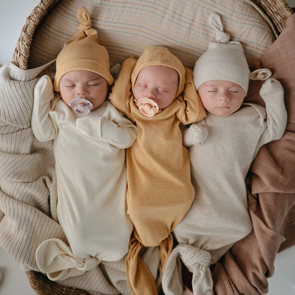 Mushie Slaapzak Baby Mustard Melange koop je bij Babywinkel