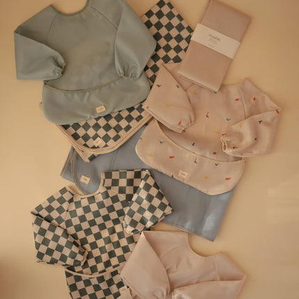 Mushie Slabbetje Lange Mouwen Olive Check koop je bij Babywinkel