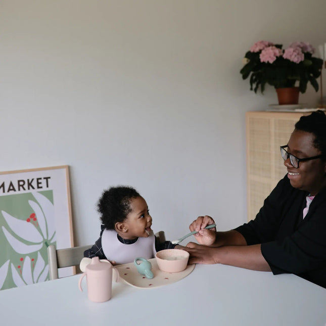 Mushie Slabbetje Silicone Pale Mauve koop je bij Babywinkel