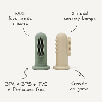 Mushie Tandenborstel Sand/Cambridge Blue koop je bij Babywinkel