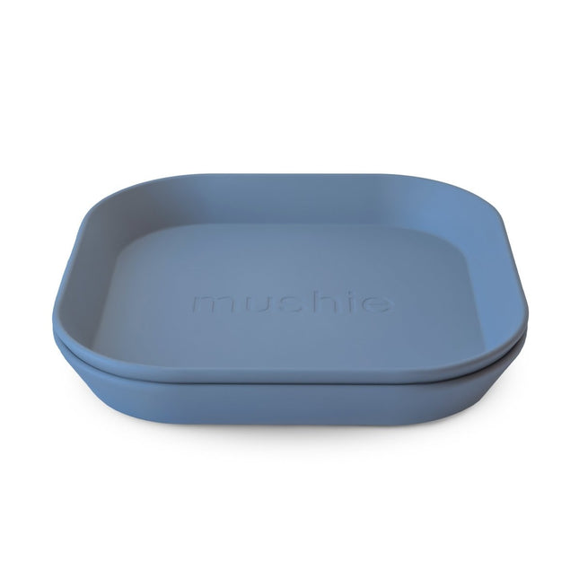 Mushie - Vierkante Borden - Twilight Blue 2st koop je bij Babywinkel