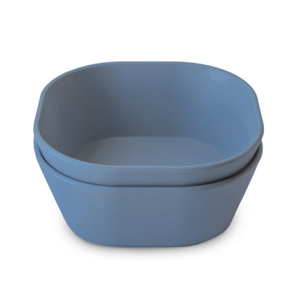 Mushie - Vierkante Kommen - Twilight Blue 2st koop je bij Babywinkel