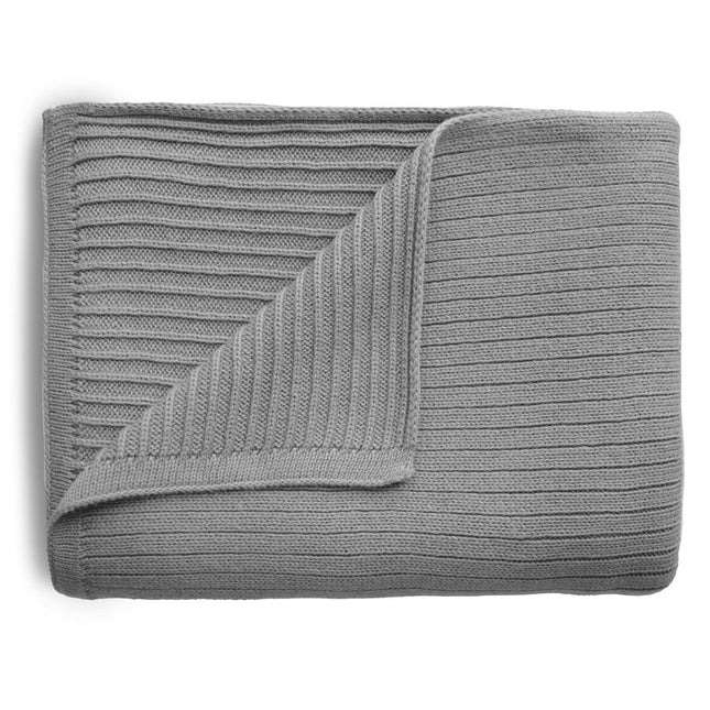 Mushie Wiegdeken Ribbed Gray Melange koop je bij Babywinkel