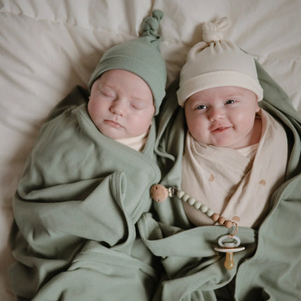 Mushie Wiegdeken Ribbed Roman Green koop je bij Babywinkel