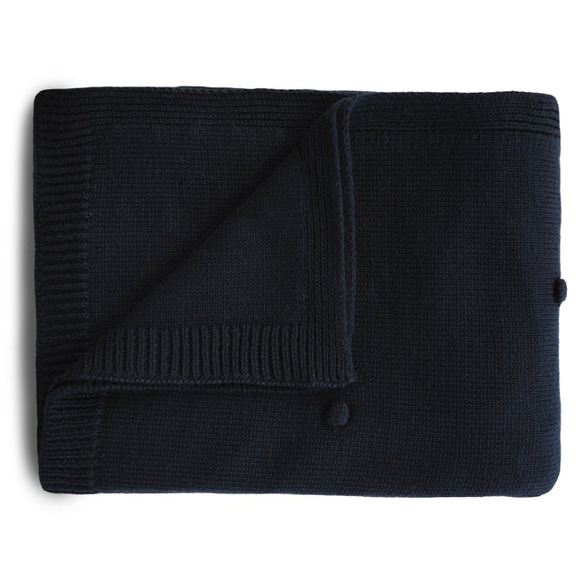 Mushie Wiegdeken Textured Dots Dark Navy koop je bij Babywinkel
