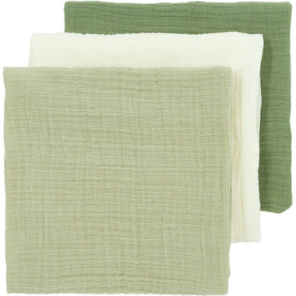 Meyco Hydrofiele Doek Naturel/Soft Olive/Olive Green 70Cm 3St koop je bij Babywinkel