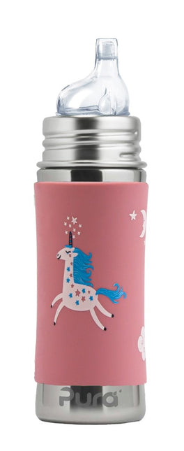 Pura Drinkfles Rvs 325 Ml + Silicone Tuitspeen + Silicone Reisdop + Unicorn Sleeve koop je bij Babywinkel