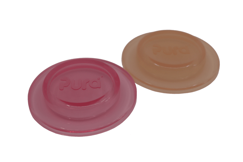 Pura Flesafsluiter Silicone Rose En Carrot 2St koop je bij Babywinkel