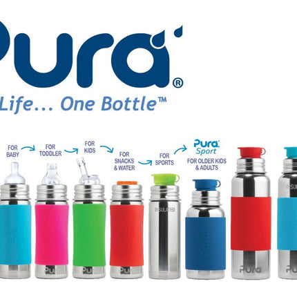 Pura Rietjesbeker Pink Swirl 325Ml Rvs koop je bij Babywinkel