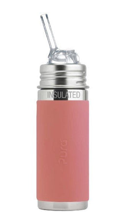 Pura Thermosfles Rvs 260 Ml Rietje Free Flow Rose Sleeve koop je bij Babywinkel