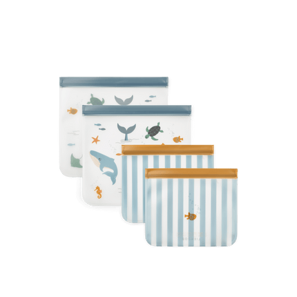 Rebus Reusable Food Bags 4 - Pack Sea Creature Sandy koop je bij Babywinkel