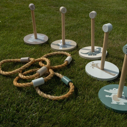 JeP Kids Houten Speelgoed Ring Gooien Taupe/Green koop je bij Babywinkel