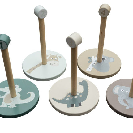 JeP Kids Houten Speelgoed Ring Gooien Taupe/Green koop je bij Babywinkel