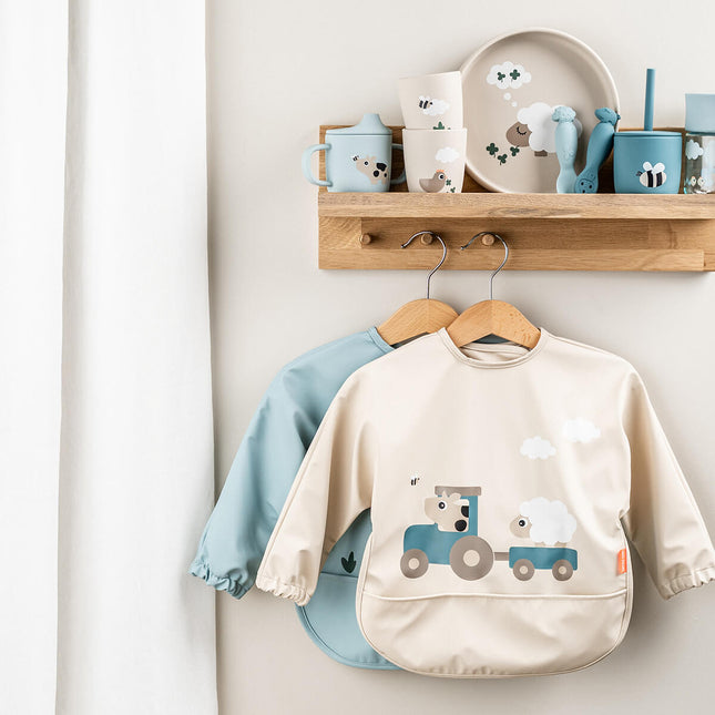 Siliconen drinkbeker met rietje, 2 - pack Tiny farm Blue koop je bij Babywinkel