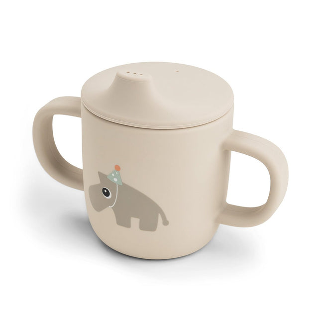 Siliconen drinkbeker met tuit en handvatten Celebration Sand koop je bij Babywinkel