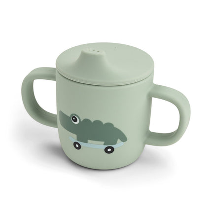 Siliconen drinkbeker met tuit en handvatten Playground Green koop je bij Babywinkel