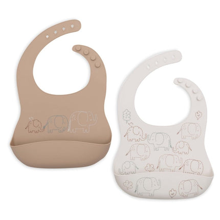 Jollein Slabbetje Elephant Tales Siliconen 2St koop je bij Babywinkel