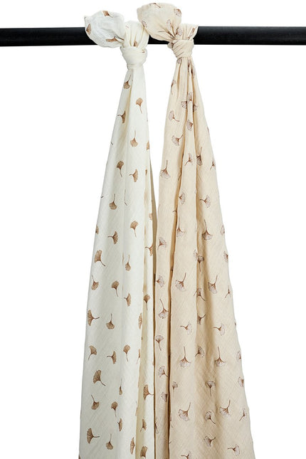 Meyco Hydrofiele Doek Ginkgo Offwhite/Soft Sand 120Cm 2St koop je bij Babywinkel