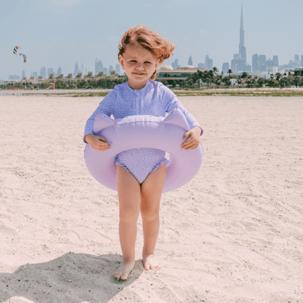 Swim Essentials Badpak Kind Lila Leopard Lange Mouwen Ruffles koop je bij Babywinkel