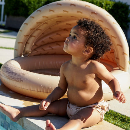 Swim Essentials Kids Pool – Beige Leopard met overkapping koop je bij Babywinkel