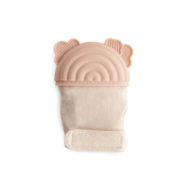Mushie Bijthandschoen Regenboog Roze koop je bij Babywinkel