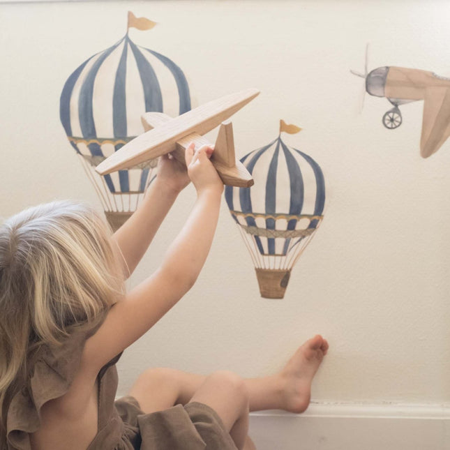 That's Mine Muursticker Retro Air Balloon Large Blue koop je bij Babywinkel
